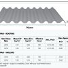 Metrospan spec sheet showing dimensions for metrospan roofing and walling sheets.