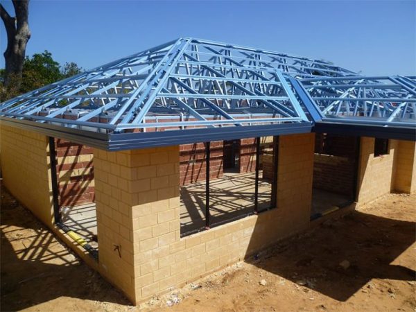 A metal roof batten on home being built.