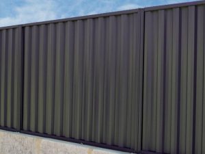 ColorBond Fence Panels in charcoal color.